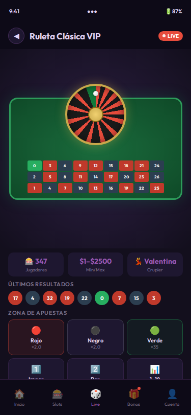Mobile app screen